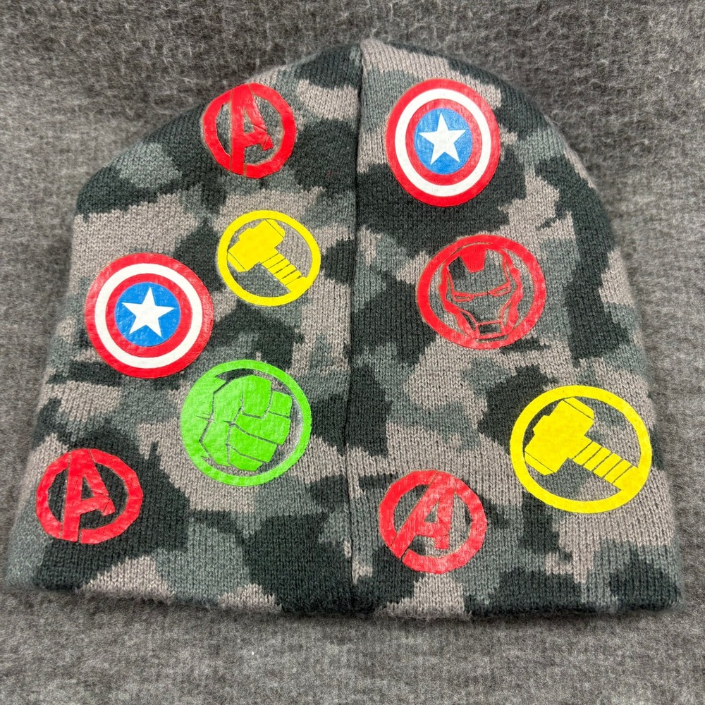 Marvel Avengers OSFM Beanie Hat Gloves Set Camo Superhero Cold Weather Comics - Picture 7 of 7